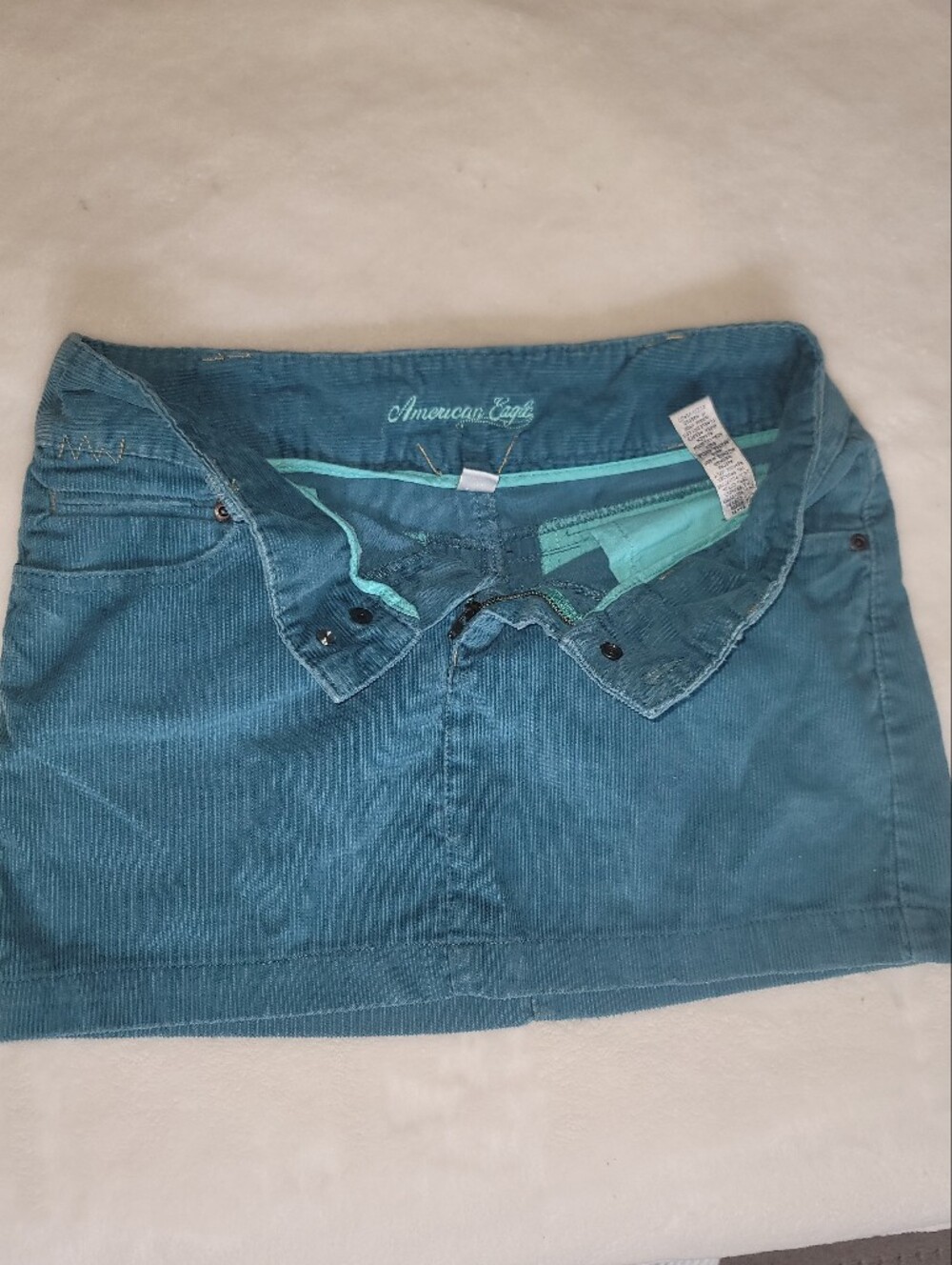 Vintage American Eagle Teal Corduroy Mini Skirt